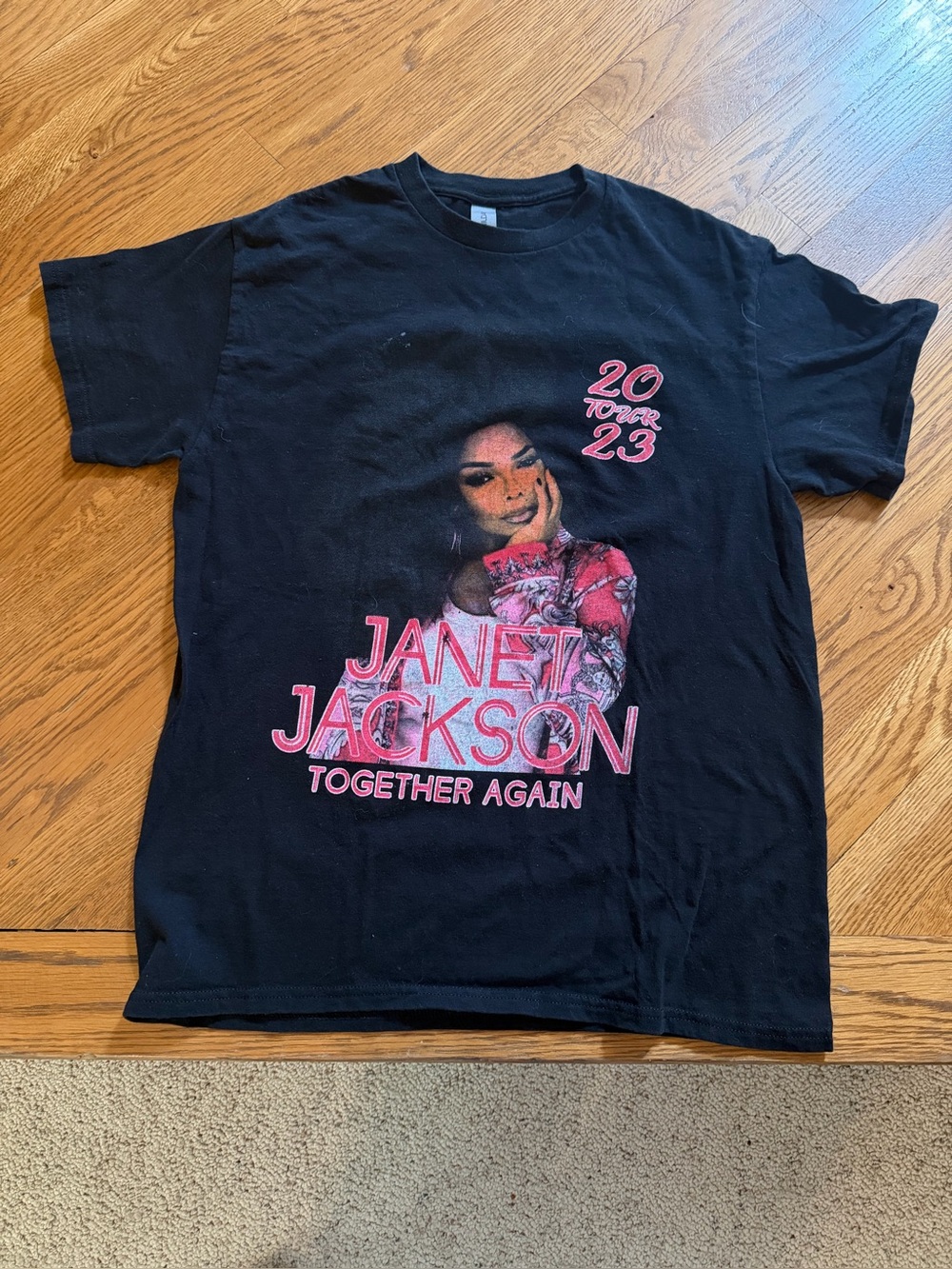 Janet Jackson "Together Again" Black Graphic 2023 Tour T‑Shirt Sz M